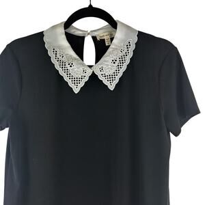 Faith + Joy Black & White Collared Top Preppy‎ Twee Style (S)